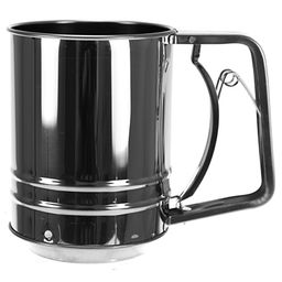 Кружка-сито из нержавеющей стали для муки с просеивателем д9,5см h13см, дно с двойной сеткой (Китай)