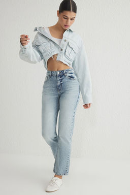 Ac?k Mavi Normal Bel Duz Kesim Straight Jeans TWOSS25JE00074 - Trendyolmilla фото 6