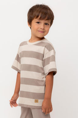 КР 302461/бежевый,коричневый,полоска к554 фуфайка (футболка) для мал - Crockid фото 3