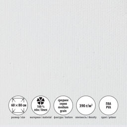 Холст грунтованный на подрамнике VISTA-ARTISTA PLMG-6080 100% лён 60 х 80 см 390 г/кв.м 2 шт Залесский среднезернистый