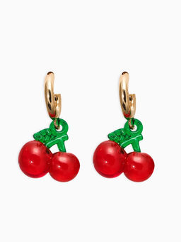 Цена за 2 шт. Серьги-кольца "Вишенки" легкие, цветные в золоте