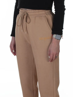 2623 BEIGE Штаны утепленные спортивные женские (85% хлопок, 10% полиэстер, 5% спандекс)