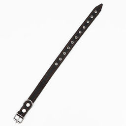 Ошейник комбинированный кожа/брезент, безразмерный, 54 х 2.5 см, ОШ 17-45 см, чёрный - Пижон фото 3