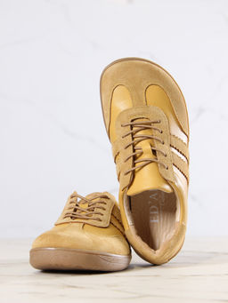 Босоногие кеды 184.natabr.Светло-желтая замша+кэмл