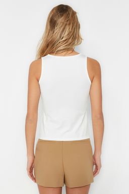 TRENDYOLMILLA Vizon Kare Yaka Fitted/Vucuda Oturan Esnek Orme Atlet TWOSS23AL00037  фото 15