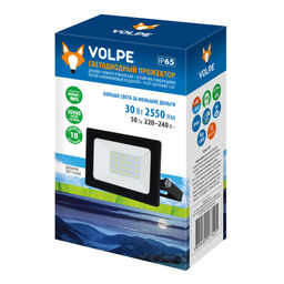 ULF-Q517 30W/6500K IP65 220-240V BLACK Прожектор светодиодный. Дневной свет(6500К). Корпус черный. TM Volpe
