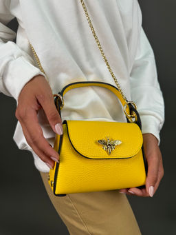 Сумка женская Sefaro из телячьей кожи маленькая желтая