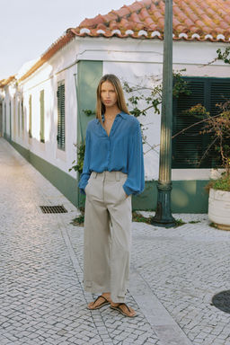 CAMISA FLUIDA JARETAS / Azul - Zara фото 6