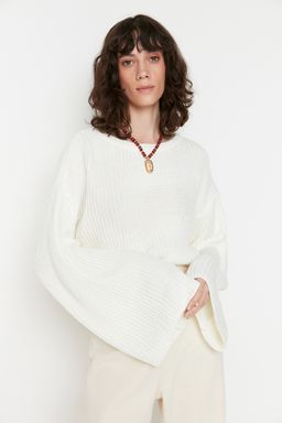 Ekru Crop Genis Kal?p Ispanyol Kol Triko Kazak TWOAW20KZ0743