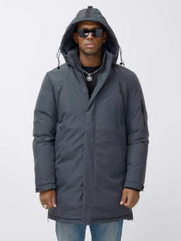 Парка мужская зимняя удлиненная темно-серого цвета 8385TC