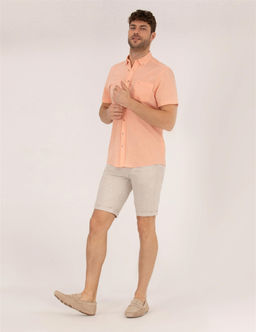 Bej Slim Fit Keten Kar___ml_ Beli Lastikli _ort