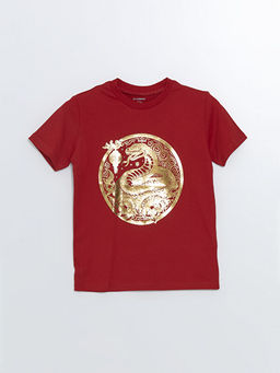 Bisiklet Yaka K?sa Kollu Bask?l? Erkek Bebek Ti??rt