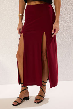 TRENDYOLMILLA Siyah A-line/Can Ac?lan Y?rtmacl? Esnek Maxi Orme Etek TWOSS25ET00041  фото 3