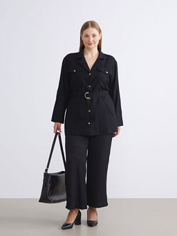 Beli Lastikli Dokulu Geni? Pa?a Kad?n Pantolon