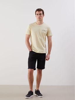 Bisiklet Yaka K?sa Kollu Bask?l? Penye Erkek Ti??rt