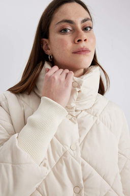 Водонепроницаемая стеганая куртка-пуховик с воротником-стойкой - Defacto фото 5