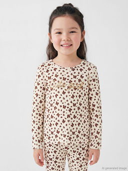 Bisiklet Yaka Bask?l? K?z ?ocuk Fitilli Ti??rt