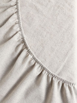 Простыня на резинке 2-спальная SL Home Linen collection, 180200+30 см, серая, полулён - Sima-land home фото 8