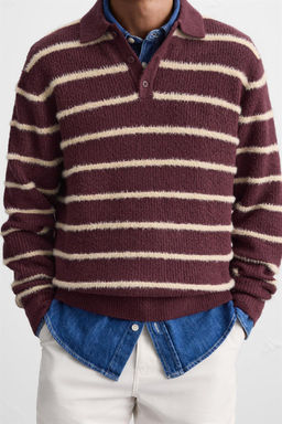 TEXTURED STRIPED KNIT POLO SWEATER - Zara фото 13