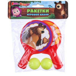 Набор игровой, ракетки 8?12 см и два мячика, Маша и медведь  фото 3