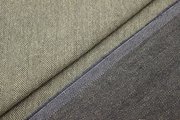 Лен костюмный с эффектом мятости Елочка цв.бежевый/чернильный, ш.1.4м, лен-100%, 360гр/м.кв - Купава фото 3