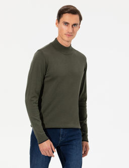 Базовый трикотажный свитер приталенного кроя цвета хаки-полурыбака Fisherman