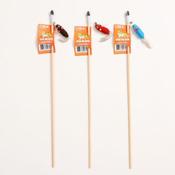 Дразнилка - удочка Мышь из фетра с норковым хвостиком на деревянной палочке, микс цветов - Пижон фото 5