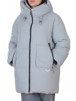 8362 GRAY/LT. BLUE Куртка зимняя женская оверсайз (200 гр. холлофайбер)
