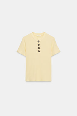 CAMISETA BOTONES ALGOD?N / Lim?n - Zara фото 5