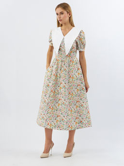 Платьеиз хлопка с большим контрастным воротником OD-935-2