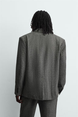 HERRINGBONE WOOL BLEND SUIT BLAZER - Zara фото 3
