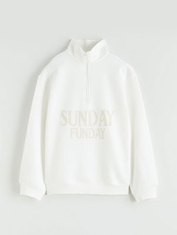 Dik Yaka K?z ?ocuk Kal?n Sweatshirt