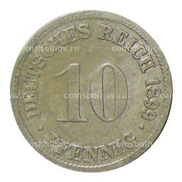 Монета 10 пфеннигов 1899 года D Германия