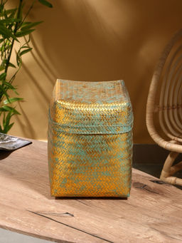 Корзинка плетёная «Голден», 25×25×30 см, голубая