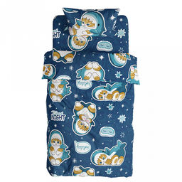 Пододеяльник 1,5 спальный "Кот Акула" 145х215см, бязь "Комфорт" 121г/м2, хлопок 100%, упаковка "классическая" ПВХ 28х41см, "Домашняя мода" (Россия)