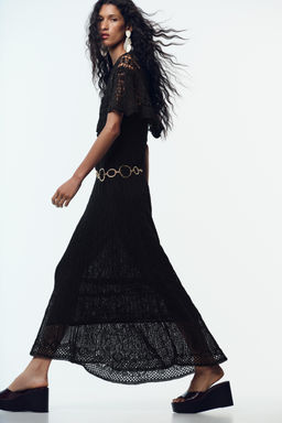 POINTELLE KNIT LONG DRESS WITH RUFFLE - Zara фото 4