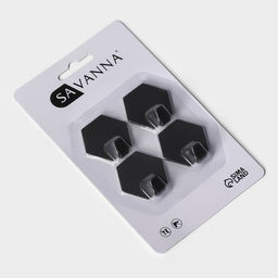 Цена за 2 шт. Крючки самоклеящиеся SAVANNA Black Loft, 4 шт., металл, грань 2 см, чёрные  фото 6