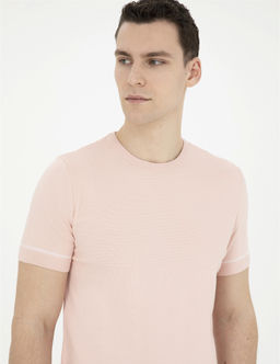 A__k Pembe Slim Fit Bisiklet Yaka Triko Ti__rt