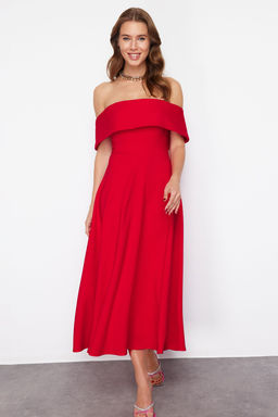 TRENDYOLMILLA Siyah Yaka Detayl? A-Kesim Dokuma S?k Abiye Elbise TPRSS24EL00210 фото 3