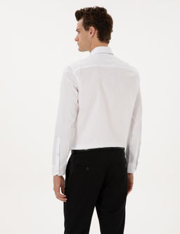 Beyaz Slim Fit Uzun Kollu Basic G_mlek