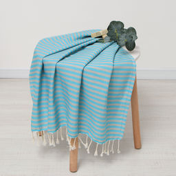 Пештемаль Полосы 100х180 см, голубой