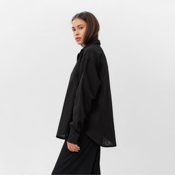 Рубашка женская MIST: Classic Collection, размер 40-42, чёрная
