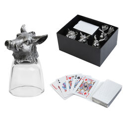 Подарочный набор рюмок-перевёртышей Настоящему мужчине, на 4 персоны, рюмка 50 мл, карты