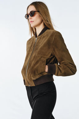 100% SUEDE LEATHER BOMBER JACKET ZW COLLECTION LIMITED EDITION - Zara фото 19