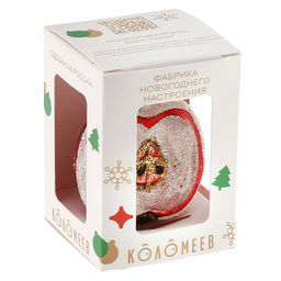 Елочная игрушка фигурка стеклянная Половинка яблока h6см, ручная художественная роспись, подарочная упаковка (Россия) - Домашняя мода фото 6