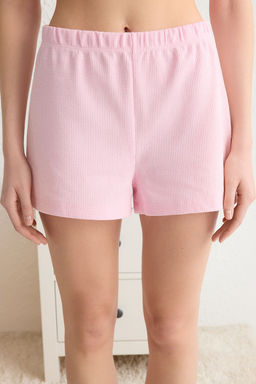 Trendyolmilla Pembe Kurdele/Fiyonk Detayl? Waffle Kumas Sortlu Orme Pijama Tak?m? THMSS25PT00014  фото 12