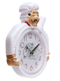 Часы настенные интерьерные «Шеф», для кухни, бесшумные, плавный ход, 29.5×23 см, d=16.5 см, белые