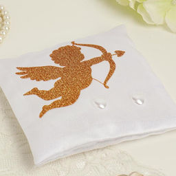 Подушечка для колец Амур, бело-золотая