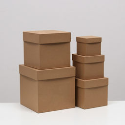 Набор коробок 5в1 Крафт однотонный, 22.5 х 22.5 х 22.5 - 9.5 х 9.5 х 9.5 см - Simaland фото 4