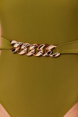 Haki Kemerli Yuvarlak Yaka Normal Paca Mayo TBESS22MA0232